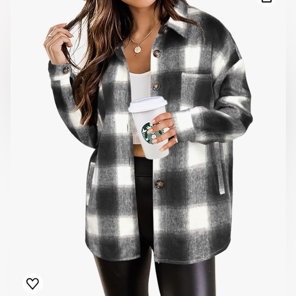 NWT BLACK/WHITE/BROWN MULTI COLOR FLANNEL SHACKET JACKET-S - Picture 9 of 17